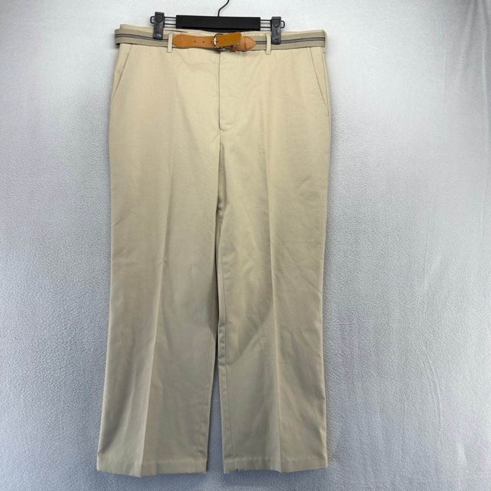 Vintage Knightsbridge Trousers Pants men's 34x27 Brown Tan Belted Talon USA 70s